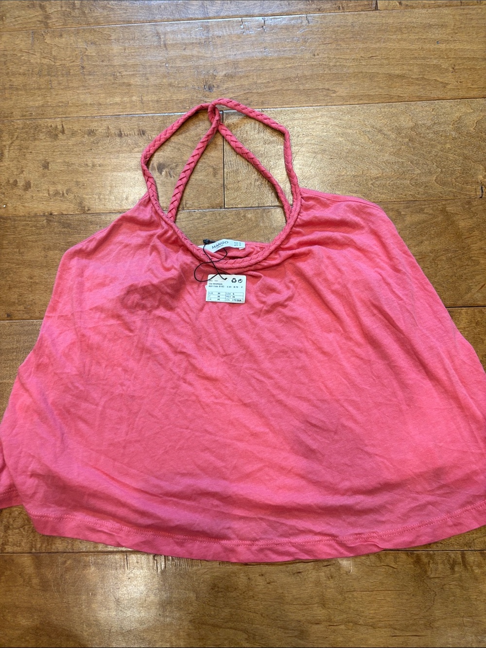 Mango Coral Pink Braided Halter Tank Top Medium NWT